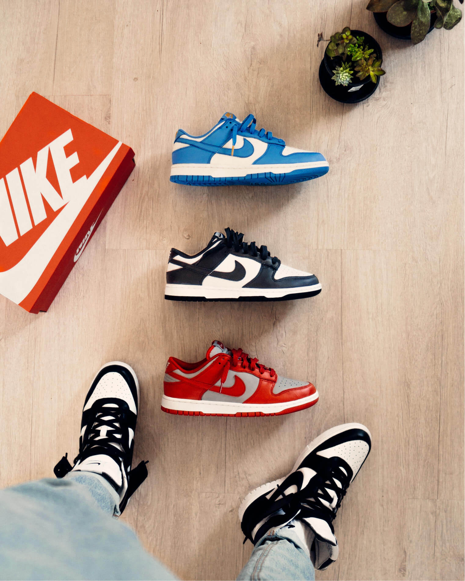 Image of sneakers on hardwood floor